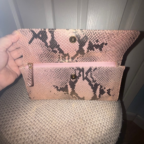 Kate Spade Pink and Black Snake Print Clutch - Picture 3 of 15